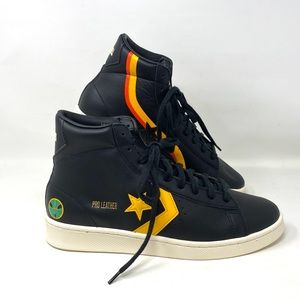 Converse High Top Casual Sneakers Pro Leather Black Yellow Men’s Sizes 171166C